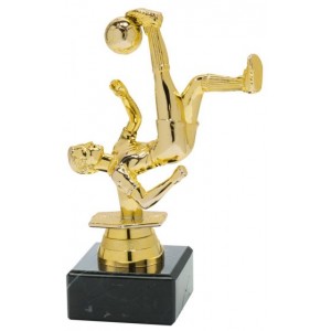 Fußball Figur in Gold und Silber montiert auf schwarzem Marmorsockel 15 cm inkl. Beschriftung